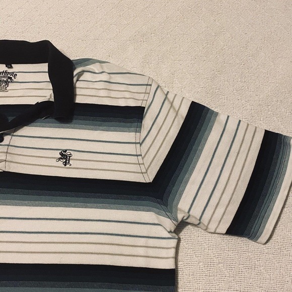 South Pole Polo Shirt Mens Size XL Black Green White Striped With Collar - Picture 6 of 16